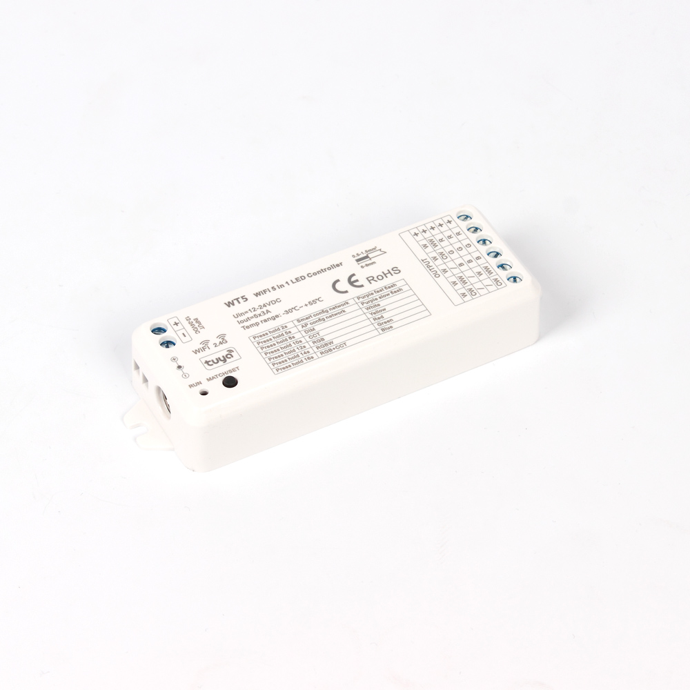 Контроллер WT5 KZ2 (WiFi, 2.4G, tuya, 12-24V, 5ch x 3A, 180/360W)