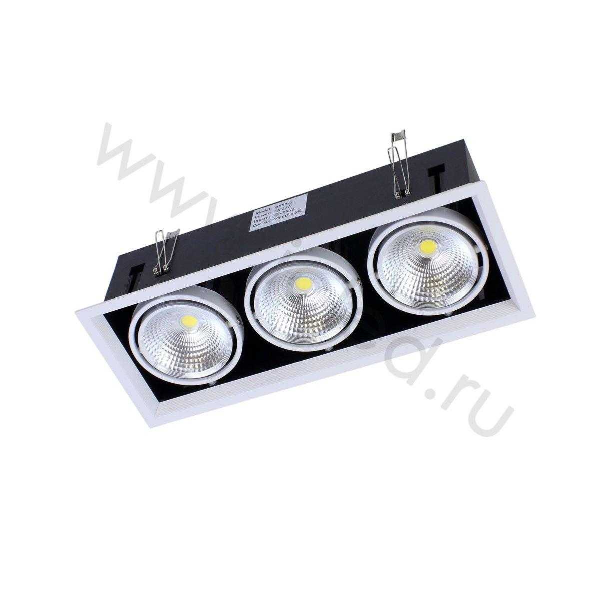 Светодиодные светильники Светодиодный светильник карданный AR90-3 OD3 (220V, 3х20W, white)